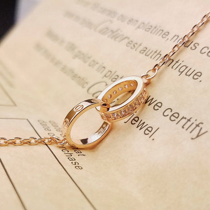 [NOBLE AURA] LOVE DOUBLE RING HALF DIAMOND BRACELET