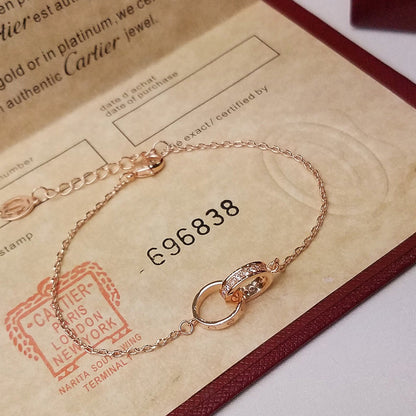 [NOBLE AURA] LOVE DOUBLE RING HALF DIAMOND BRACELET