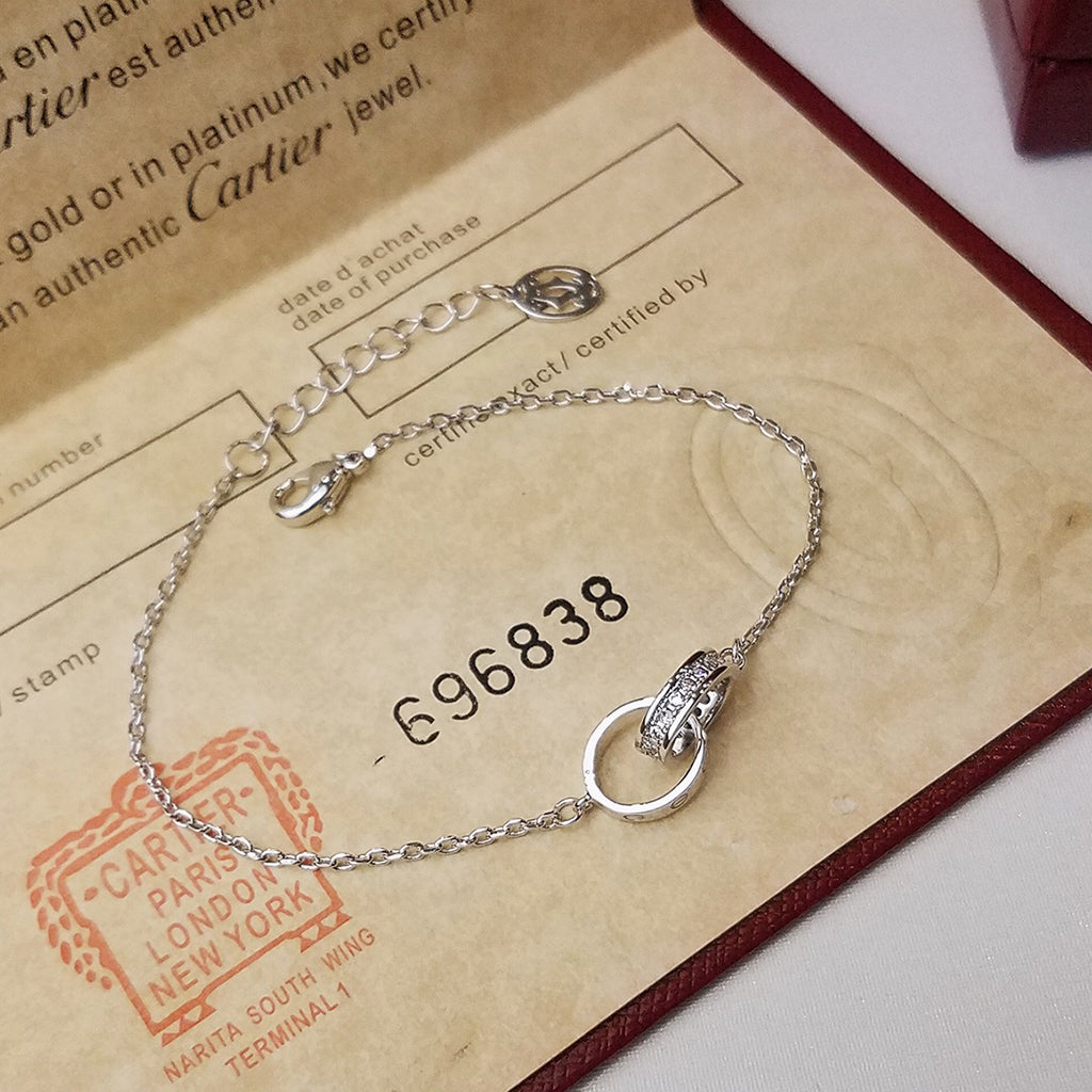 [NOBLE AURA] LOVE DOUBLE RING HALF DIAMOND BRACELET