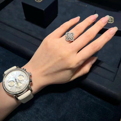 [NOBLE AURA]LOOP RING FULL MOTIF DIAMOND 16MM SILVE