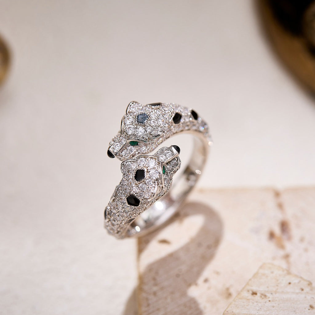 [NOBLE AURA] PANTHERE DOUBLE HEADED FULL DIAMOND  RING