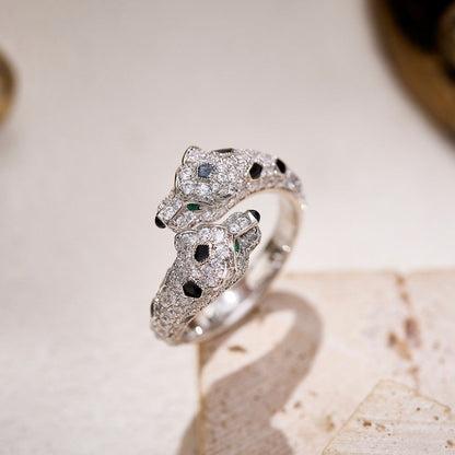 [NOBLE AURA] PANTHERE DOUBLE HEADED FULL DIAMOND  RING