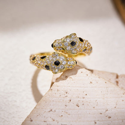 [NOBLE AURA] PANTHERE DOUBLE HEADED FULL DIAMOND  RING