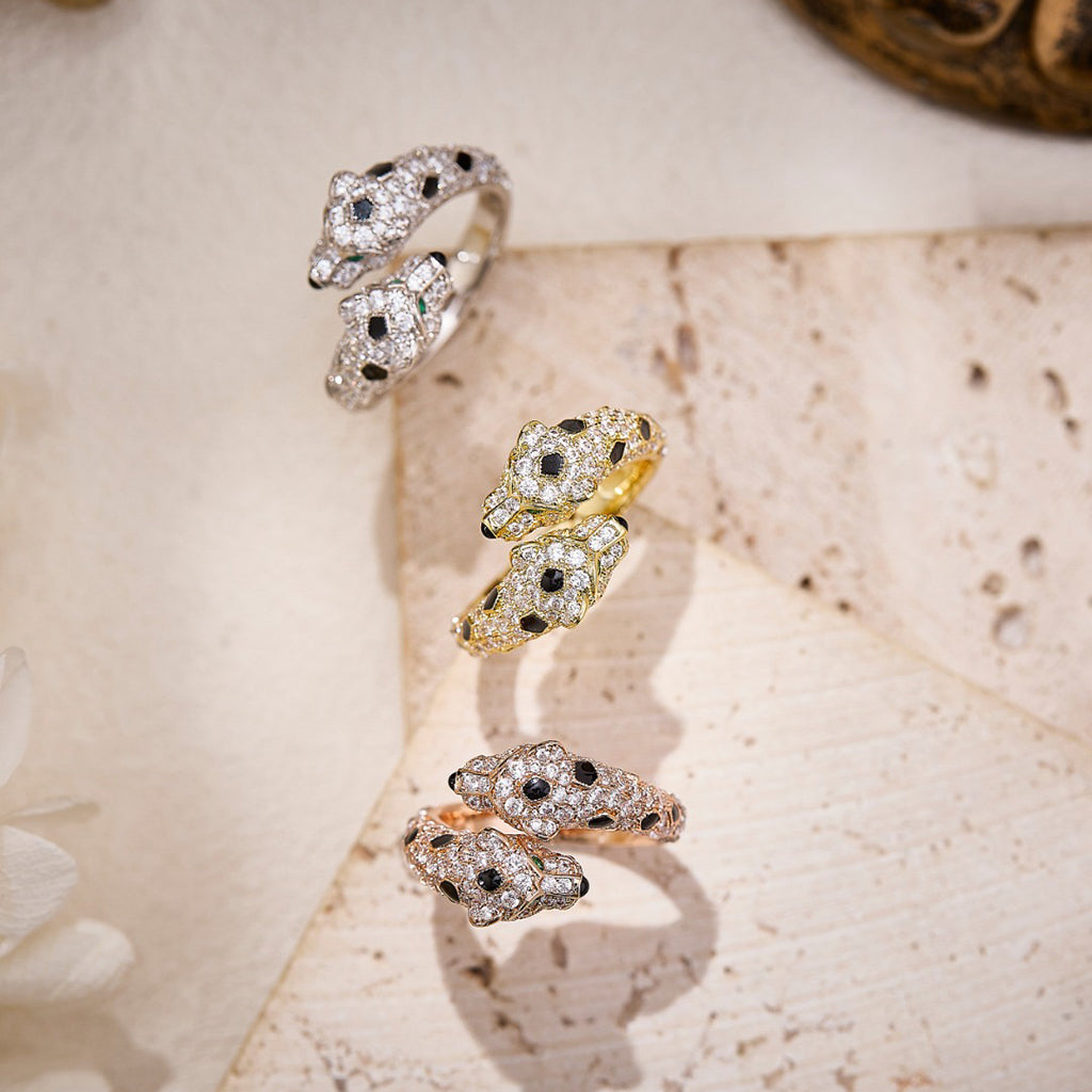 [NOBLE AURA] PANTHERE DOUBLE HEADED FULL DIAMOND  RING
