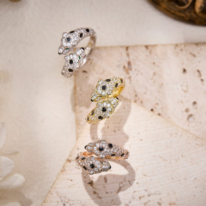 [NOBLE AURA] PANTHERE DOUBLE HEADED FULL DIAMOND  RING