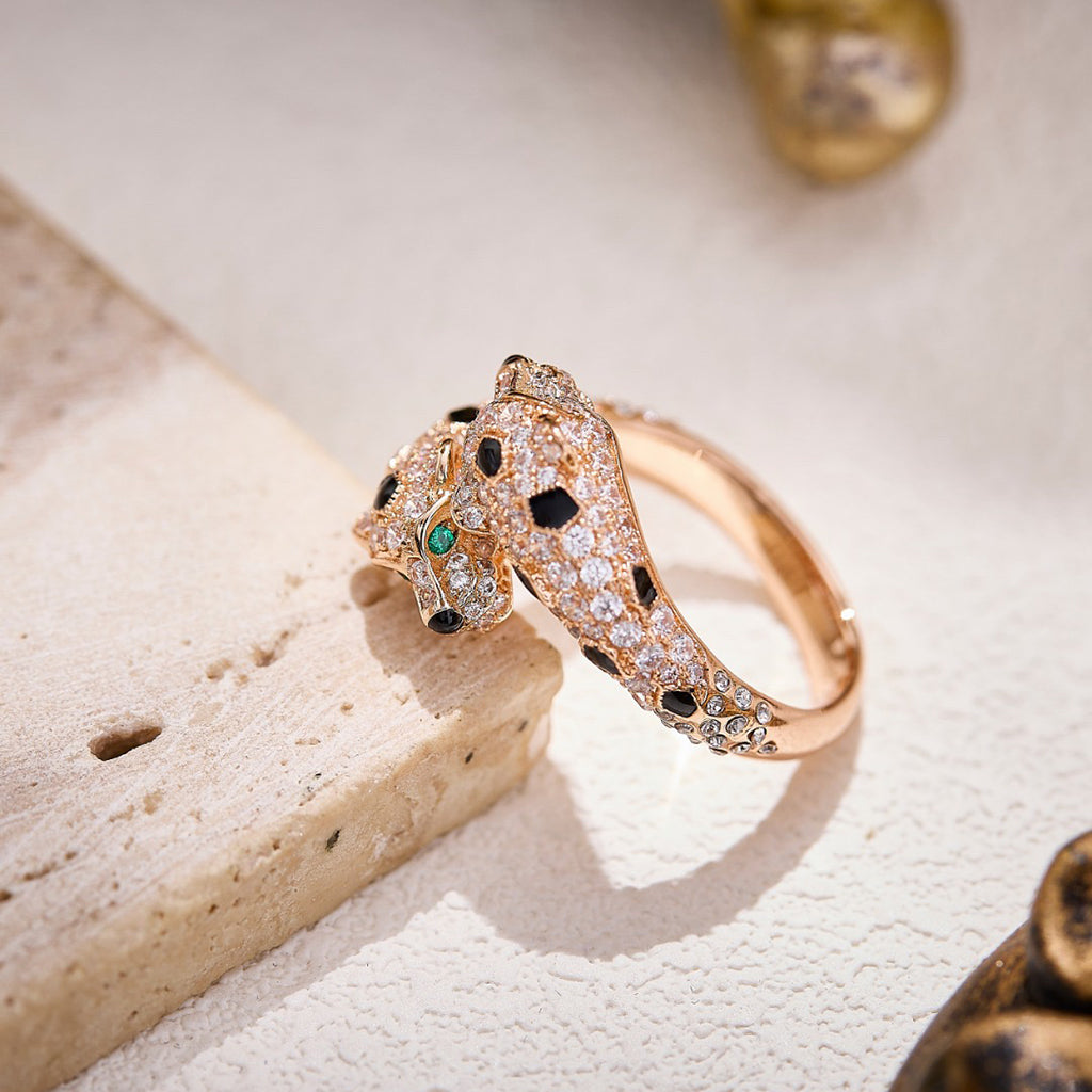 [NOBLE AURA] PANTHERE DOUBLE HEADED FULL DIAMOND  RING