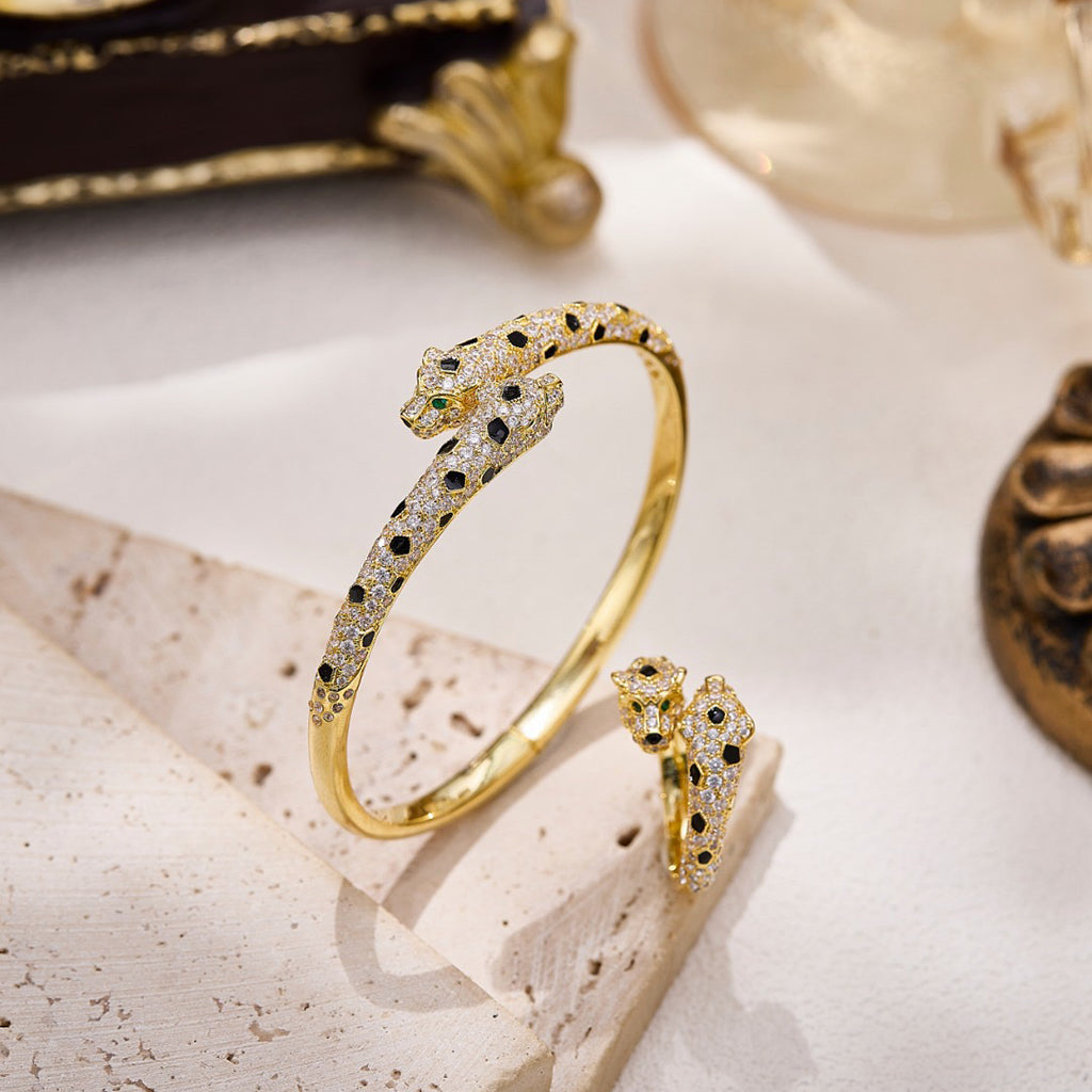 [NOBLE AURA] PANTHERE DOUBLE HEADED FULL DIAMOND  RING