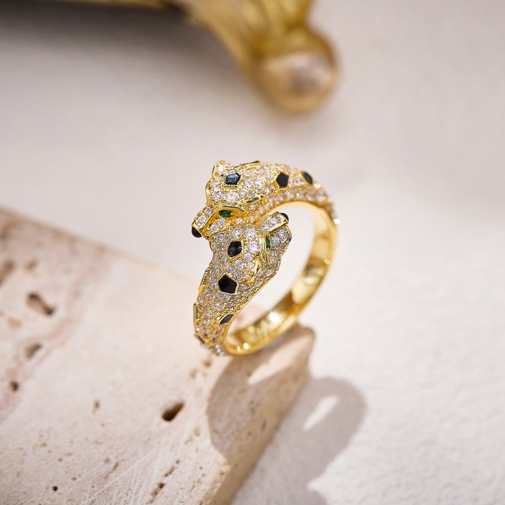 [NOBLE AURA] PANTHERE DOUBLE HEADED FULL DIAMOND  RING