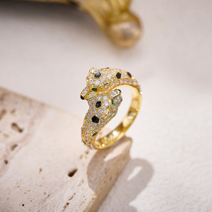[NOBLE AURA] PANTHERE DOUBLE HEADED FULL DIAMOND  RING