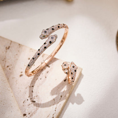 [NOBLE AURA] PANTHERE DOUBLE HEADED FULL DIAMOND  RING