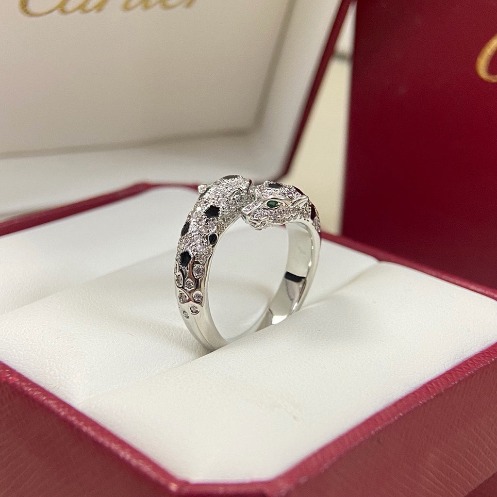 [NOBLE AURA] PANTHERE DOUBLE HEADED FULL DIAMOND  RING