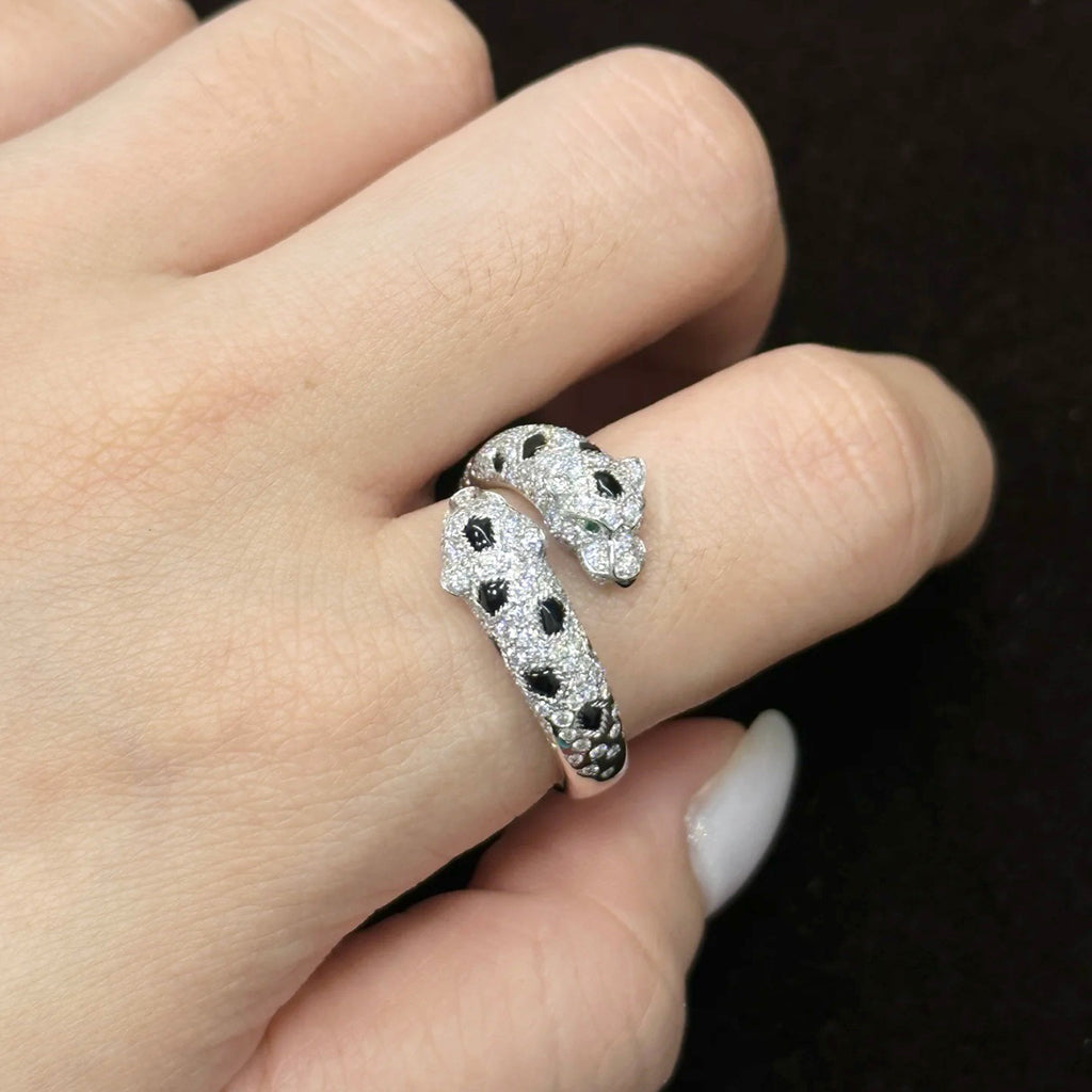[NOBLE AURA] PANTHERE DOUBLE HEADED FULL DIAMOND  RING