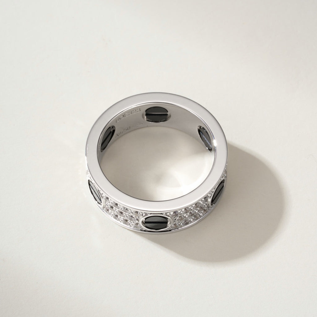 [NOBLE AURA] LOVE RING 5.5MM DIAMONDS PAVED CERAMIC