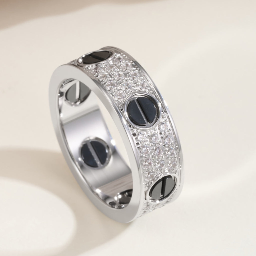 [NOBLE AURA] LOVE RING 5.5MM DIAMONDS PAVED CERAMIC
