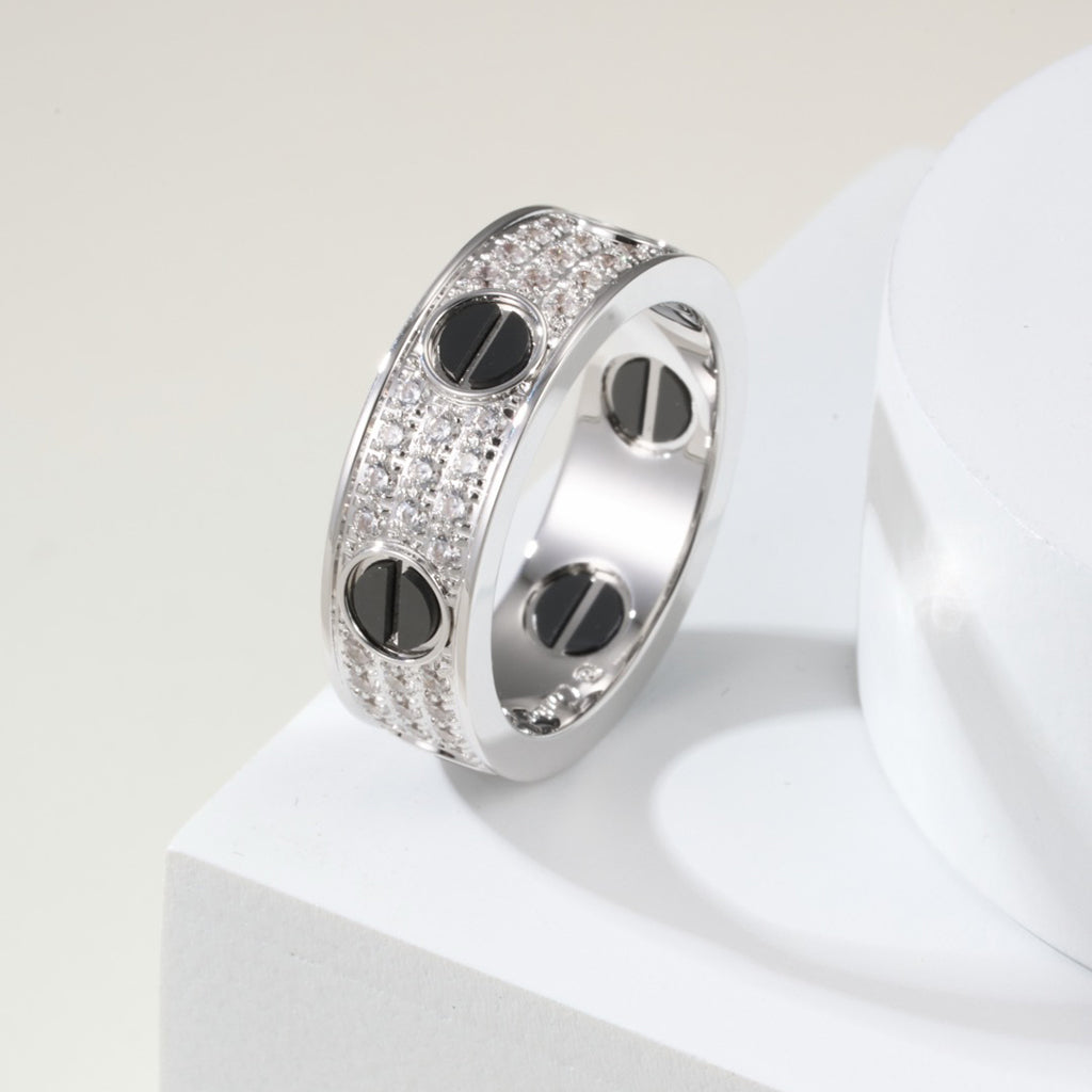 [NOBLE AURA] LOVE RING 5.5MM DIAMONDS PAVED CERAMIC