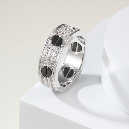 [NOBLE AURA] LOVE RING 5.5MM DIAMONDS PAVED CERAMIC