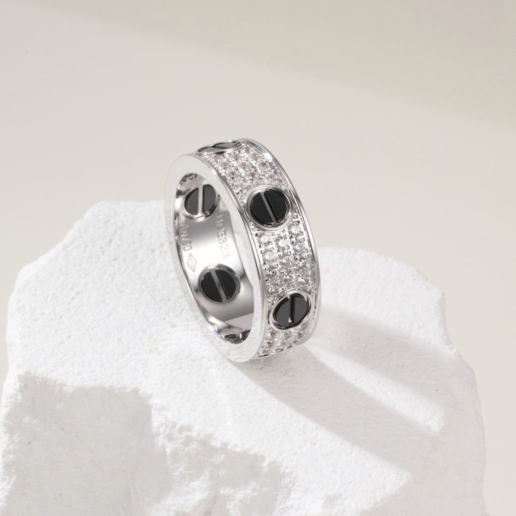 [NOBLE AURA] LOVE RING 5.5MM DIAMONDS PAVED CERAMIC