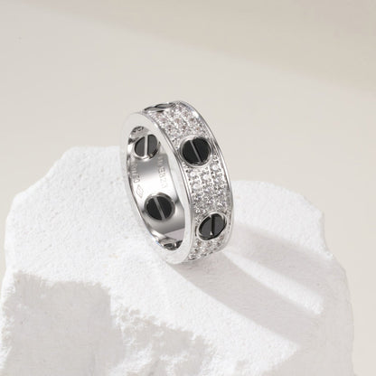 [NOBLE AURA] LOVE RING 5.5MM DIAMONDS PAVED CERAMIC