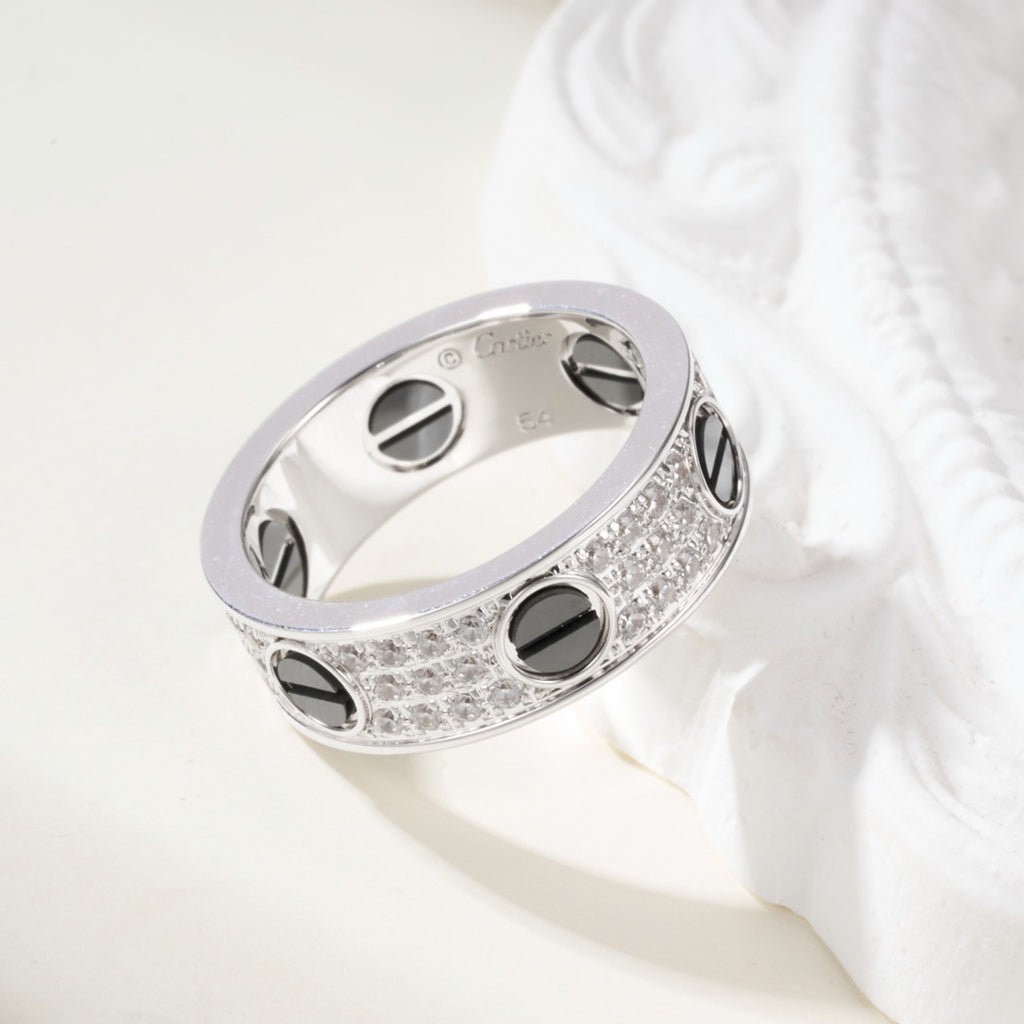 [NOBLE AURA] LOVE RING 5.5MM DIAMONDS PAVED CERAMIC