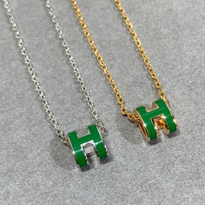 [NOBLE AURA]POP H GREEN NECKLACE SILVER AND GOLD