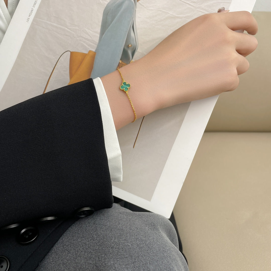 [NOBLE AURA]CLOVER BRACELET MALACHITE 1 MOTIF