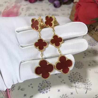 [NOBLE AURA]CLOVER 3 MOTIF CARNELIAN DROP EARRINGS