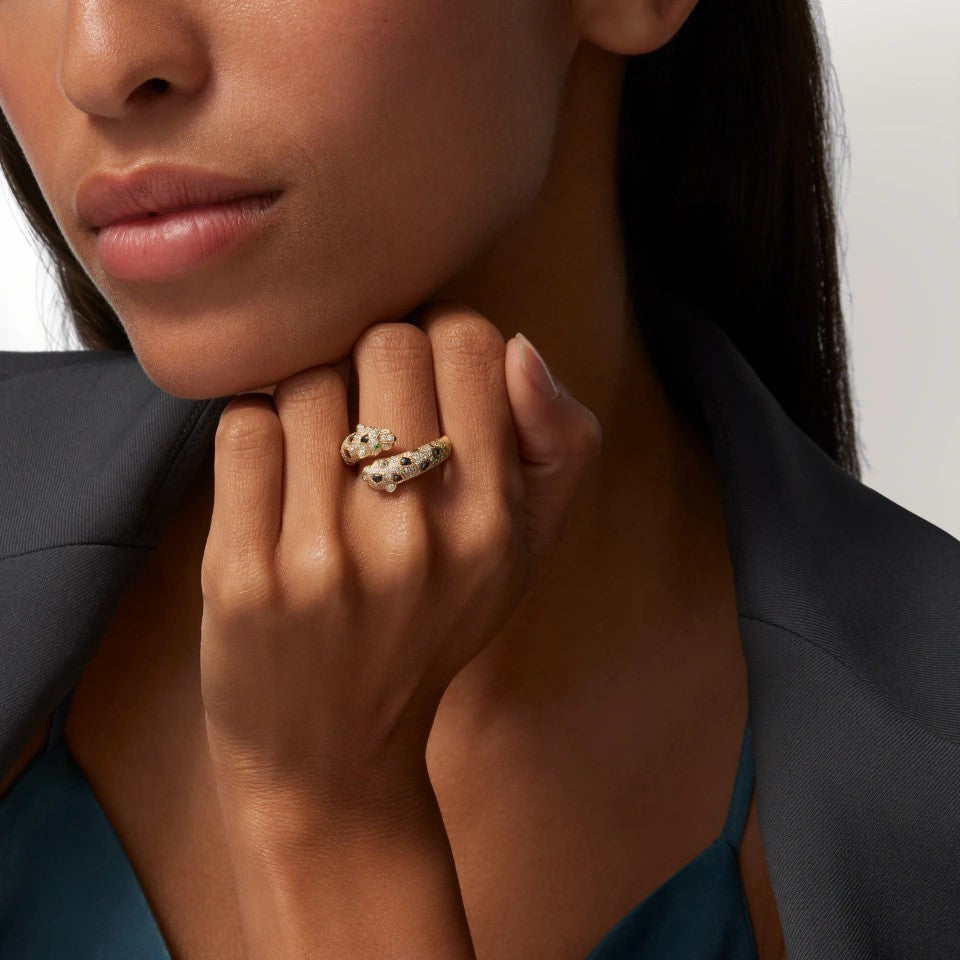 [NOBLE AURA] PANTHERE DOUBLE HEADED FULL DIAMOND  RING