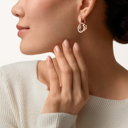 [NOBLE AURA] LOVE 3.3MM DANGLE HALF DIAMOND EARRINGS