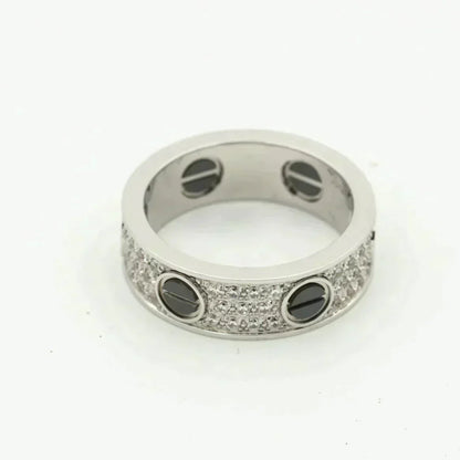 [NOBLE AURA]LOVE RING 5.5MM DIAMONDS PAVED CERAMIC
