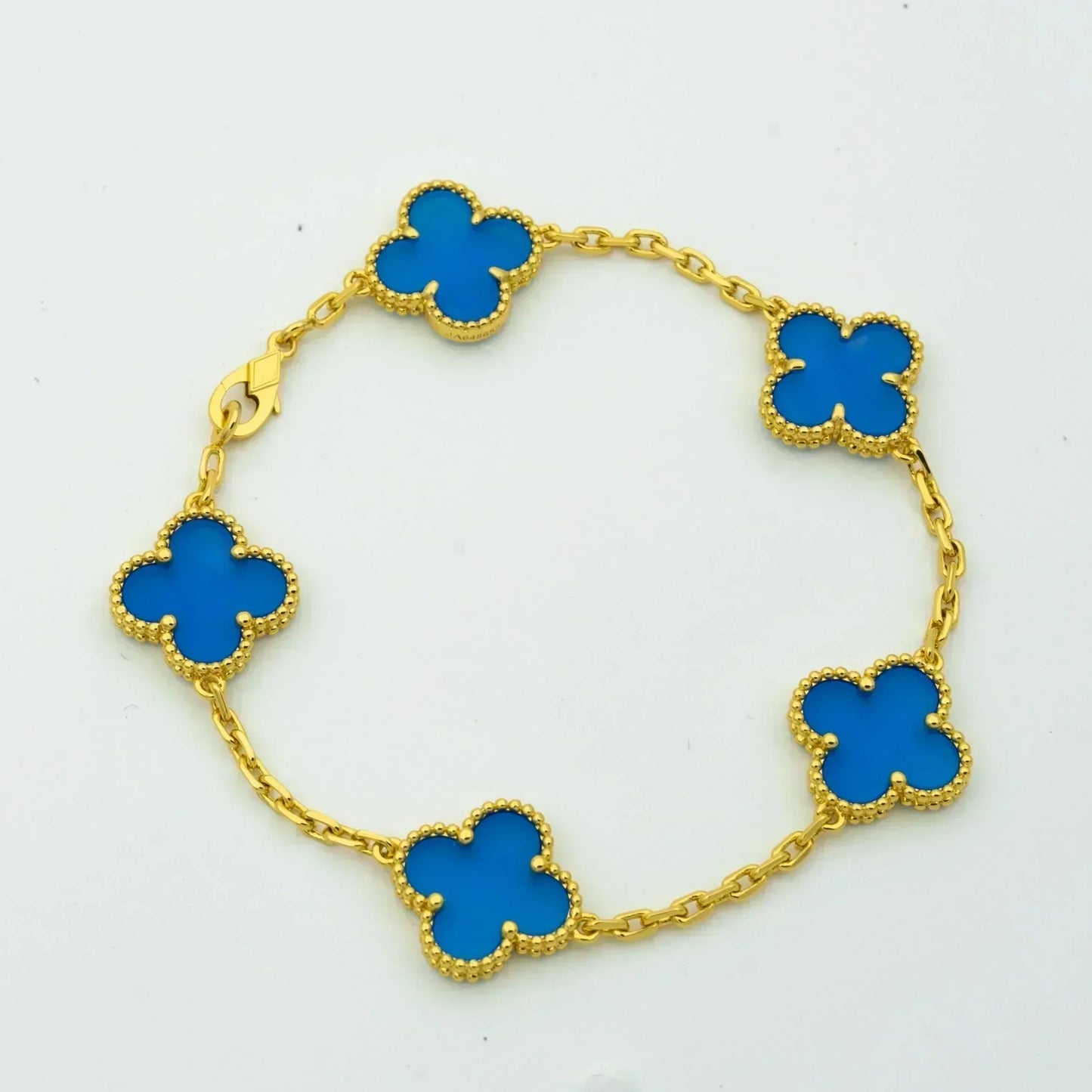 [NOBLE AURA]CLOVER 5 MOTIFS BLUE AGATE BRACELET