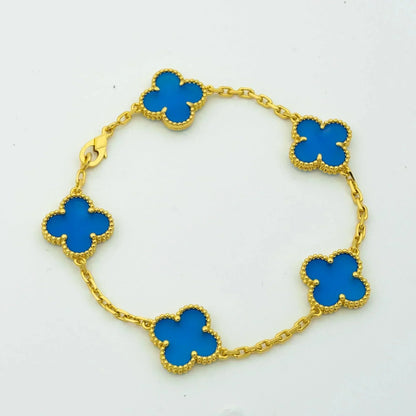 [NOBLE AURA]CLOVER 5 MOTIFS BLUE AGATE BRACELET