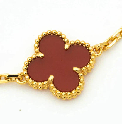 [NOBLE AURA] CLOVER 5 MOTIF RED CORNELIAN BRACELET COLLECTION