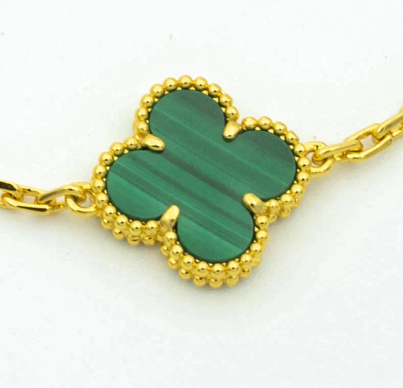 [NOBLE AURA] CLOVER 5 MOTIF MALACHITE BRACELET COLLECTION