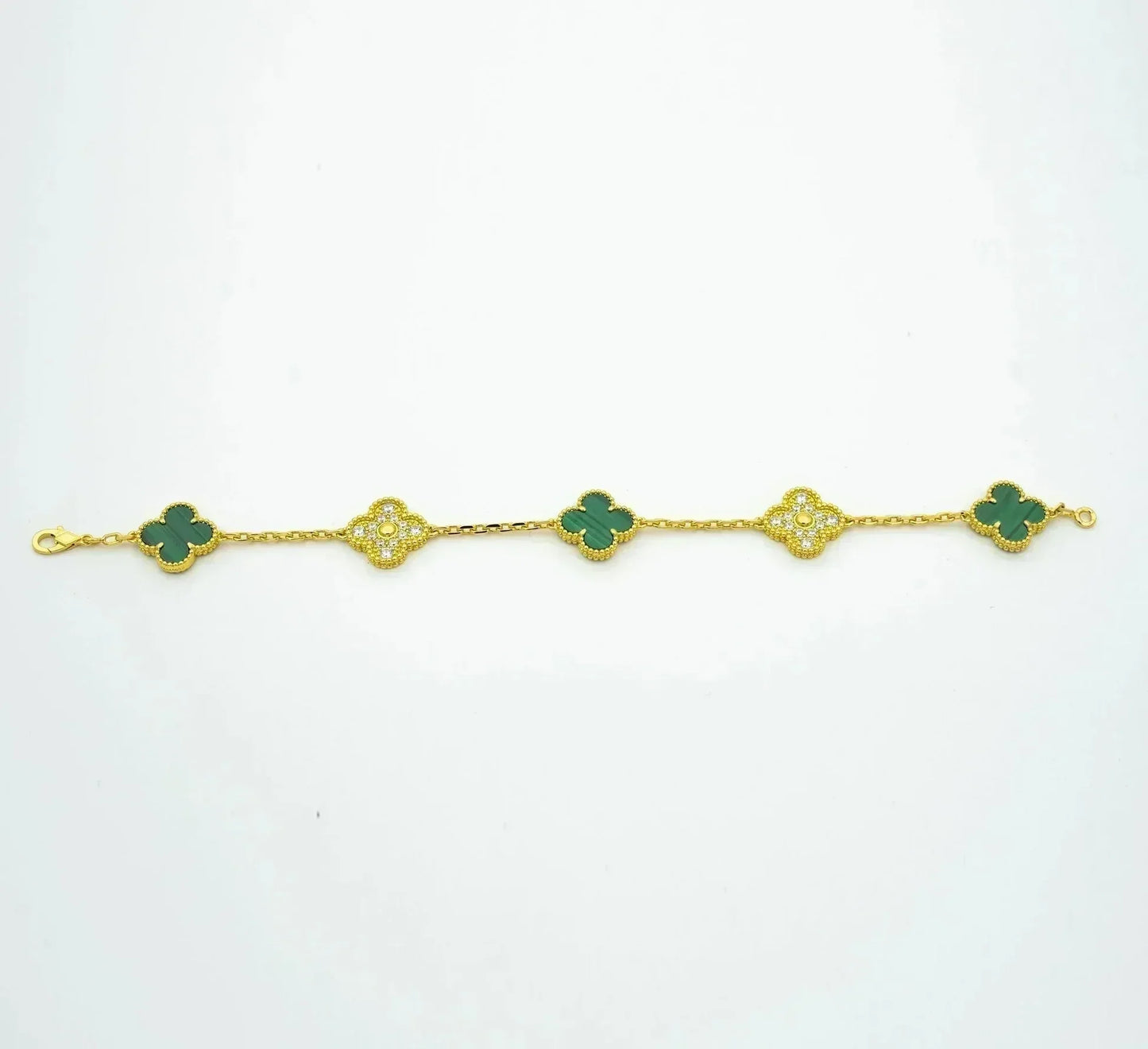 [NOBLE AURA] CLOVER 5 MOTIF MALACHITE BRACELET COLLECTION