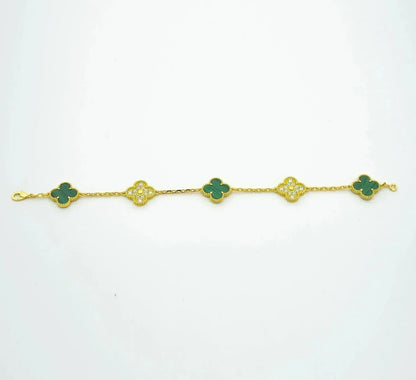 [NOBLE AURA] CLOVER 5 MOTIF MALACHITE BRACELET COLLECTION