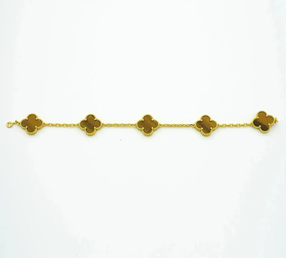 [NOBLE AURA] CLOVER 5 MOTIFS TIGER EYE BRACELET COLLECTION