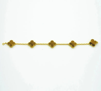 [NOBLE AURA] CLOVER 5 MOTIFS TIGER EYE BRACELET COLLECTION