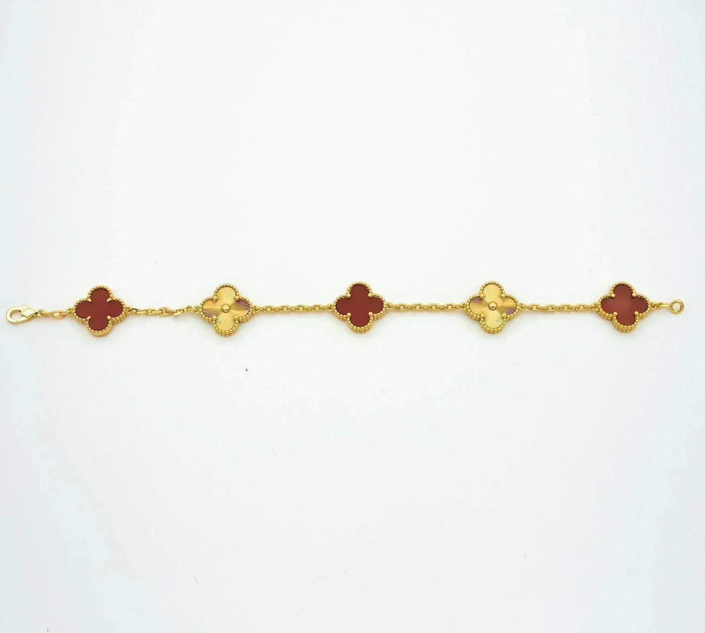 [NOBLE AURA]CLOVER  5 MOTIFS CARNELIAN GOLD BRACELET