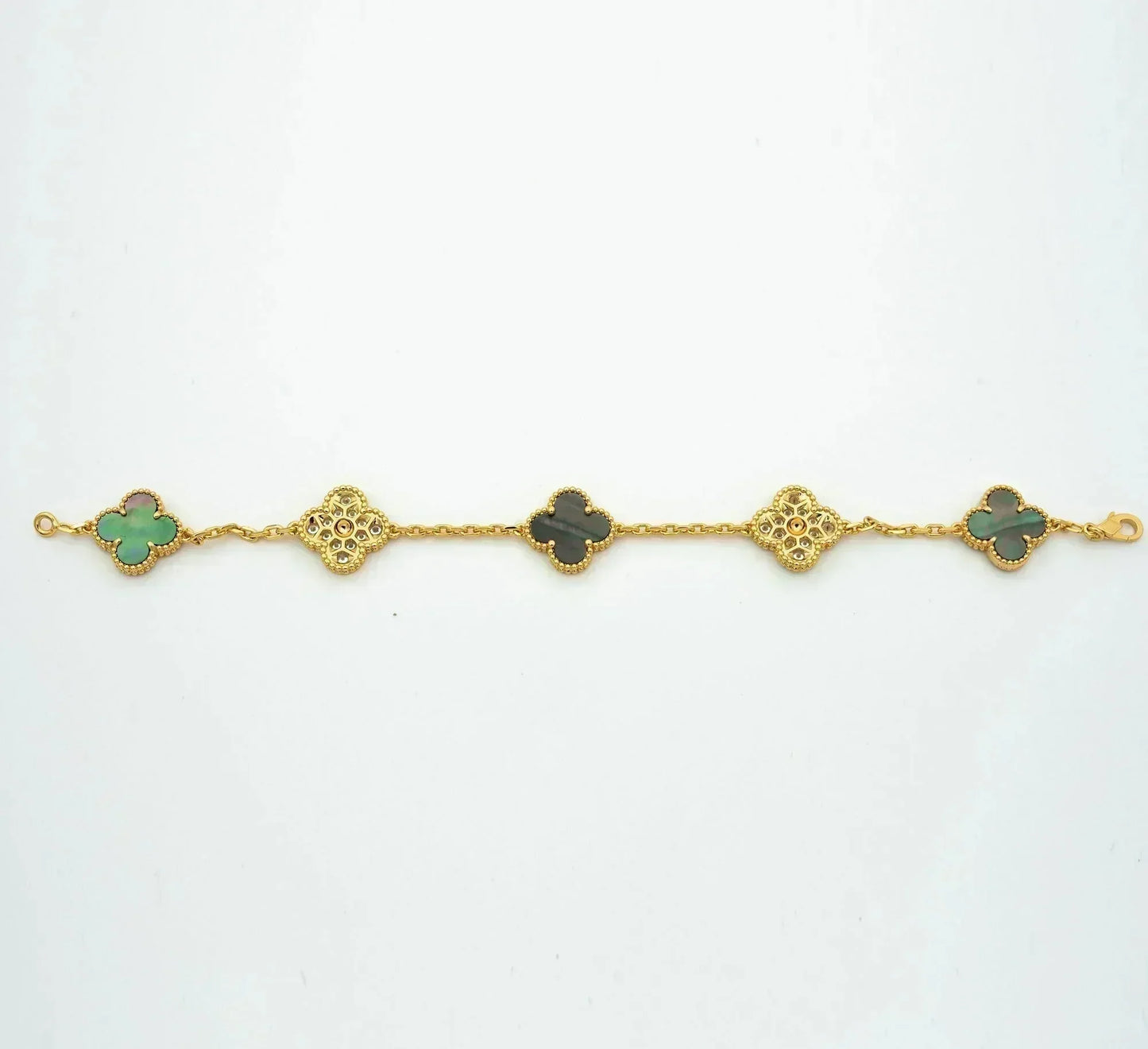 [NOBLE AURA]CLOVER 5 MOTIF GRAY MOP DIAMOND BRACELET