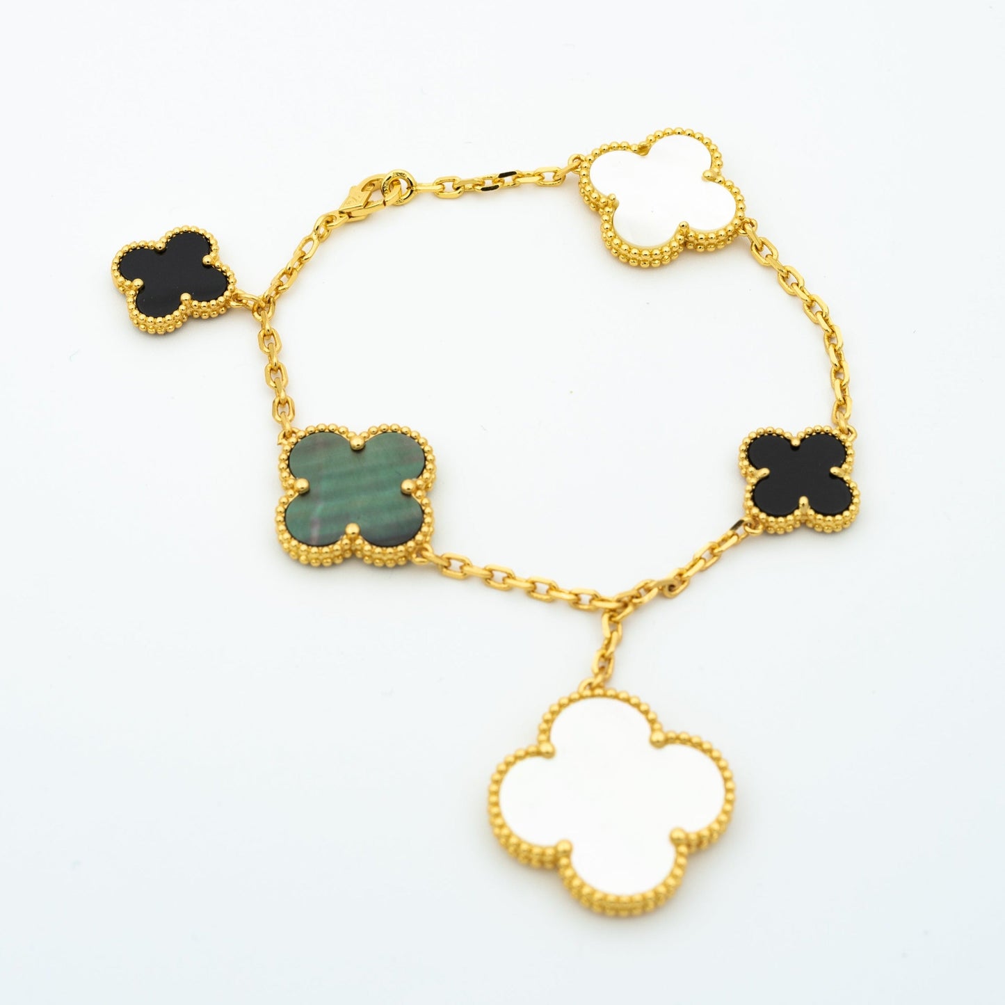 [NOBLE AURA]CLOVER BRACELET 5 MOTIFS ONYX MOP