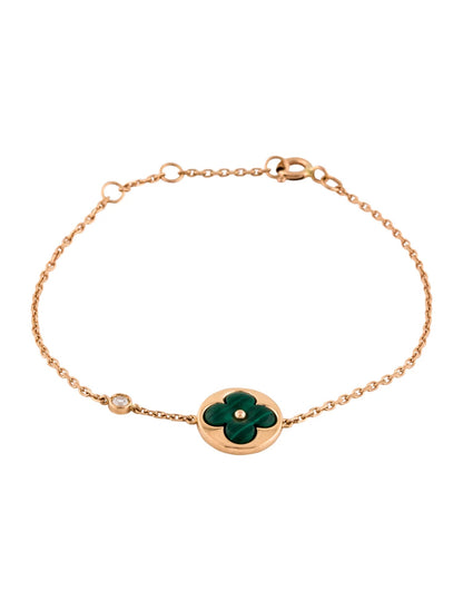 [NOBLE AURA]SUN MALACHITE 1 DIAMOND PINK GOLD BRACELET