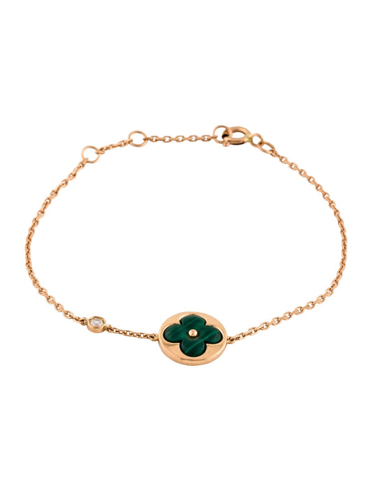 [NOBLE AURA]SUN MALACHITE 1 DIAMOND PINK GOLD BRACELET