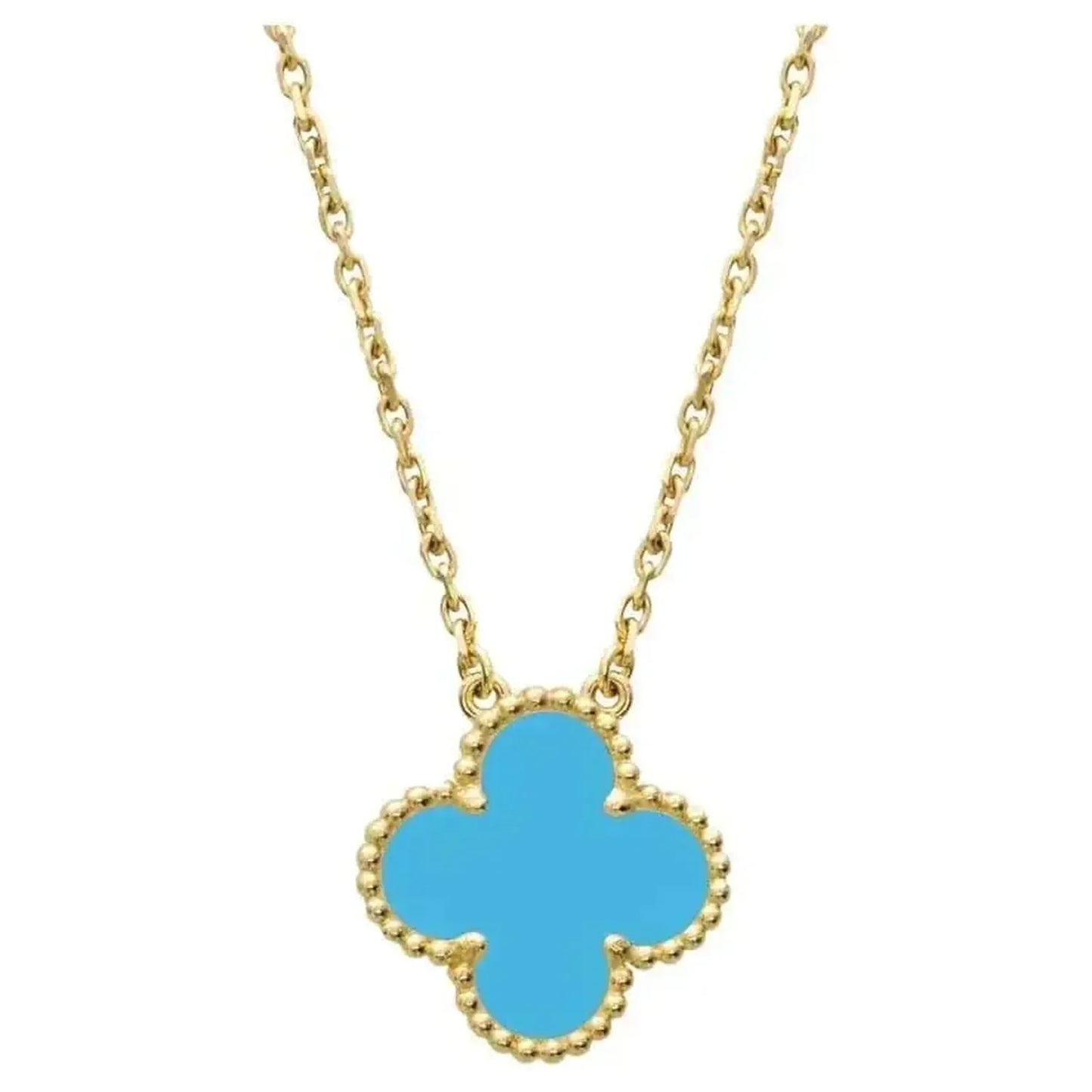 [NOBLE AURA]CLOVER 15MM VINTAGE TURQUOISE NECKLACE