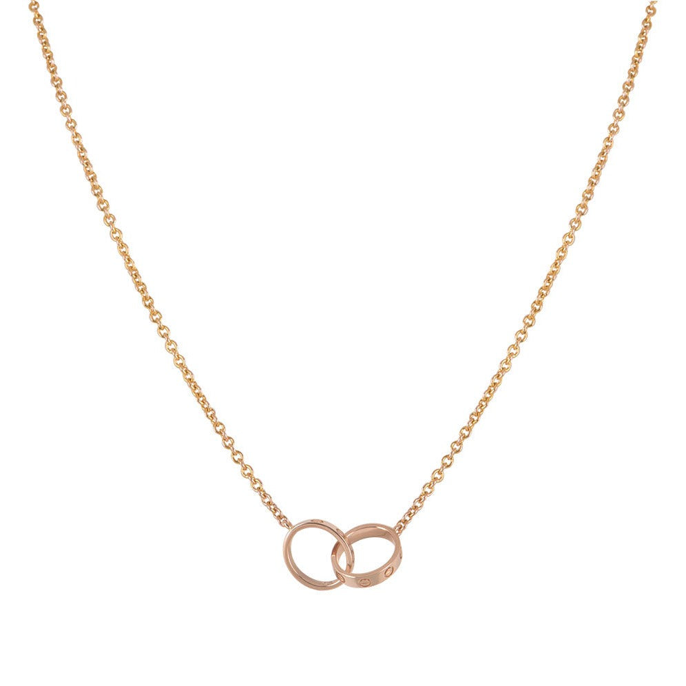 [NOBLE AURA]LOVE NECKLACE DOUBLE RING PINK GOLD