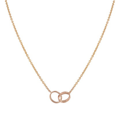 [NOBLE AURA]LOVE NECKLACE DOUBLE RING PINK GOLD