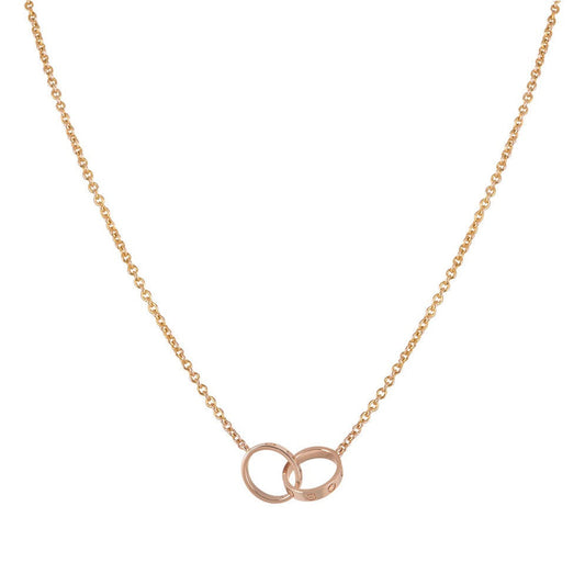 [NOBLE AURA]LOVE NECKLACE DOUBLE RING PINK GOLD