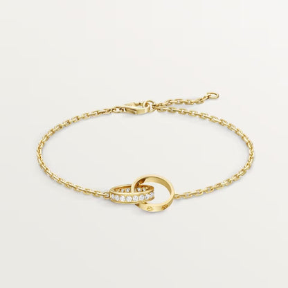 [NOBLE AURA] LOVE DOUBLE RING HALF DIAMOND BRACELET