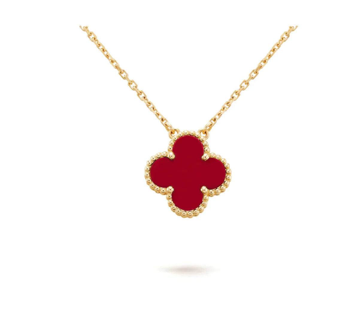 [NOBLE AURA]CLOVER 15MM CARNELIAN SINGLE FLOWER NECKLACE
