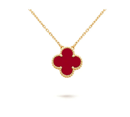 [NOBLE AURA]CLOVER 15MM CARNELIAN SINGLE FLOWER NECKLACE
