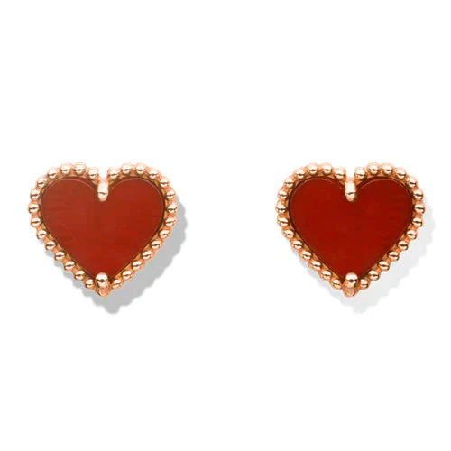 [NOBLE AURA]HEART CARNELIAN STUD EARRINGS